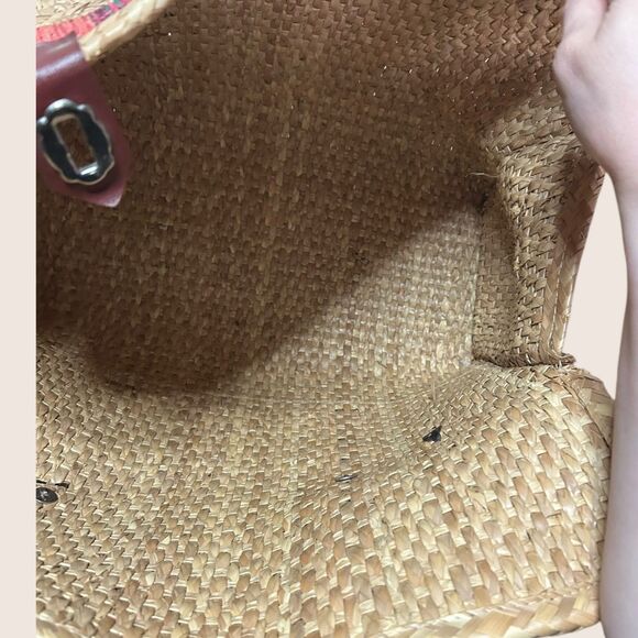 🧺 VTG WOVEN STRAW SUITCASE TOTE MEXICAN SOUVENIR MARKET BAG TURN LOCK CLOSURE - Picture 8 of 8